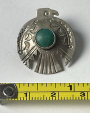Vintage Fred Harvey Era Thunderbird Turquoise Pin/Brooch Silver Tone - Additional view 8