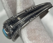 Vintage Sterling Navajo Wilson Jim Turquoise Cuff Bracelet Fred Harvey Era 6.25” - Additional view 2