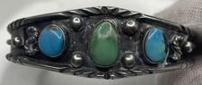 Vintage Sterling Navajo Wilson Jim Turquoise Cuff Bracelet Fred Harvey Era 6.25”