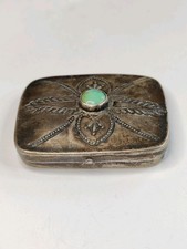 Vintage Fred Harvey Era Silver Turquoise Pill Box - Additional view 1