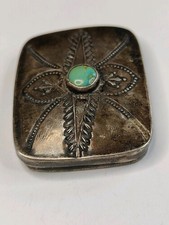 Vintage Fred Harvey Era Silver Turquoise Pill Box - Additional view 2