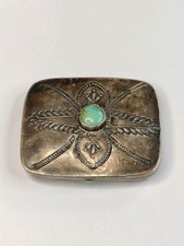 Vintage Fred Harvey Era Silver Turquoise Pill Box