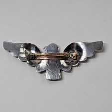 Huge! Early Fred Harvey Era Sterling Silver Natural Turquoise Thunderbird Brooch - Additional view 4