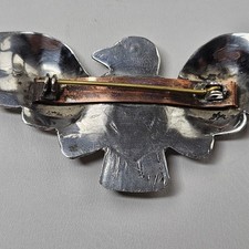 Huge! Early Fred Harvey Era Sterling Silver Natural Turquoise Thunderbird Brooch - Additional view 5