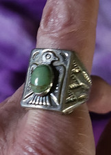 Vintage Bell Trading Post Sterling Silver Turquoise Thunderbird Ring Size 8.25 - Additional view 16