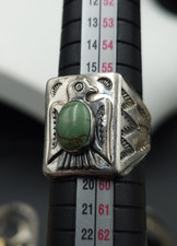 Vintage Bell Trading Post Sterling Silver Turquoise Thunderbird Ring Size 8.25 - Additional view 4