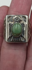 Vintage Bell Trading Post Sterling Silver Turquoise Thunderbird Ring Size 8.25 - Additional view 6