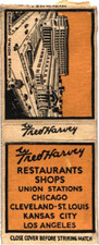 Fred Harvey Restaurants Shops Union Stations Chicago Vintage Matchbook Cover