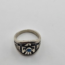 Vintage Sterling Silver Fred Harvey Era Turquoise Thunderbird Ring Size 5.75 - Additional view 2
