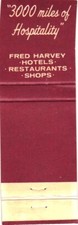 Fred Harvey Hotel Established 1876 Restaurants Shops Vintage Matchbook Cover - Additional view 1
