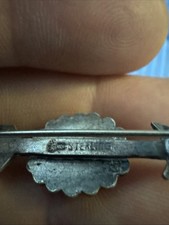 Vintage Old Pawn Turquoise Sterling Silver Arrow Brooch Pin Fred Harvey Style - Additional view 1
