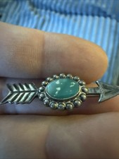 Vintage Old Pawn Turquoise Sterling Silver Arrow Brooch Pin Fred Harvey Style - Additional view 2