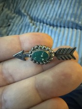Vintage Old Pawn Turquoise Sterling Silver Arrow Brooch Pin Fred Harvey Style