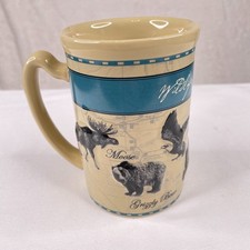 Fred Harvey Trading Company “Wildlife Of Yellowstone” Mug Moose Bear Eagle Wolf - Additional view 2