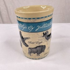 Fred Harvey Trading Company “Wildlife Of Yellowstone” Mug Moose Bear Eagle Wolf - Additional view 3