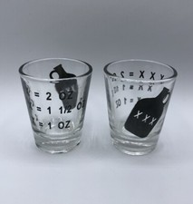Vintage Fred Harvey His & Hers Shot Glass Pair w/Wooden Base Death Valley Calif - Additional view 2