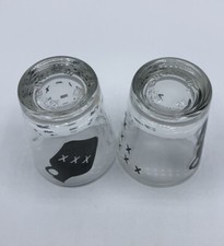 Vintage Fred Harvey His & Hers Shot Glass Pair w/Wooden Base Death Valley Calif - Additional view 4