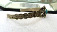 OLD VTG NAVAJO FRED HARVEY TURQUOISE ARROWS THUNDERBIRD BABY CHILD CUFF BRACELET - Additional view 1