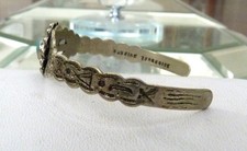 OLD VTG NAVAJO FRED HARVEY TURQUOISE ARROWS THUNDERBIRD BABY CHILD CUFF BRACELET - Additional view 3