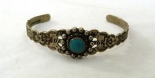 OLD VTG NAVAJO FRED HARVEY TURQUOISE ARROWS THUNDERBIRD BABY CHILD CUFF BRACELET - Additional view 4