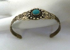 OLD VTG NAVAJO FRED HARVEY TURQUOISE ARROWS THUNDERBIRD BABY CHILD CUFF BRACELET - Additional view 5