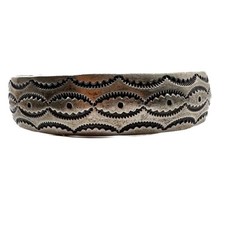 VINTAGE Navajo Style Sterling Cuff Bracelet Fred Harvey Era Silver Tested