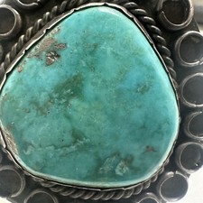 VTG Sterling 925 Fred Harvey Era Turquoise Cuff Raindrop Bezel Patina - Additional view 3