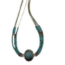 VTG Authentic Sterling 925 Turquoise Fred Harvey Era  Beaded Statement Necklace - Additional view 2