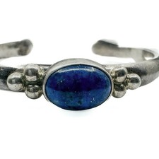 VTG Sterling 925 L S Small Lapis Cuff Bracelet Fred Harvey Style