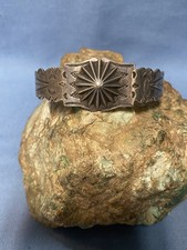 Fred Harvey Era Sterling Silver Cuff Bracelet with Nice Stampwork