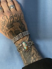 NICE Fred Harvey Era Sterling Silver and Turquoise Cuff Bracelet - Additional view 6