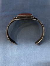 COOL Fred Harvey Era Sterling Silver and Petrified Wood Cuff Bracelet - Additional view 6