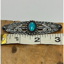 Vintage Fred Harvey Era Native American Sterling Silver & Turquoise Brooch Pin - Additional view 4