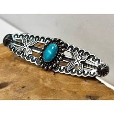 Vintage Fred Harvey Era Native American Sterling Silver & Turquoise Brooch Pin
