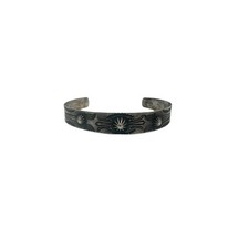VTG Sterling 925 Fred Harvey Era Navajo Cuff Bracelet Stamped Concho Design - Additional view 2