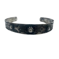 VTG Sterling 925 Fred Harvey Era Navajo Cuff Bracelet Stamped Concho Design - Additional view 6