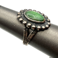 Vintage Fred Harvey Era Ring Sterling Silver Green Turquoise Size 6 - Additional view 4