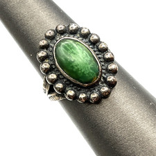 Vintage Fred Harvey Era Ring Sterling Silver Green Turquoise Size 6 - Additional view 5