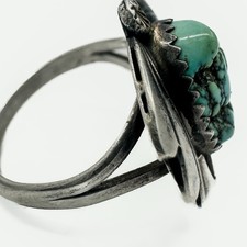 VTG Fred Harvey Era Sterling Silver Southwestern Turquoise Beetle Ring Sz 6 - Additional view 3