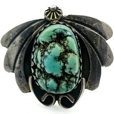 VTG Fred Harvey Era Sterling Silver Southwestern Turquoise Beetle Ring Sz 6