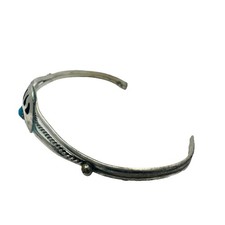 Sterling Fred Harvey Style Bear Paw Cuff with a Small Turquoise Cabochon - Additional view 2