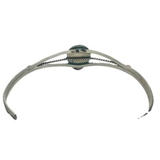 Sterling Fred Harvey Style Bear Paw Cuff with a Small Turquoise Cabochon - Additional view 4