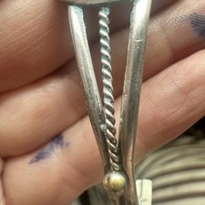 Sterling Fred Harvey Style Bear Paw Cuff with a Small Turquoise Cabochon - Additional view 5