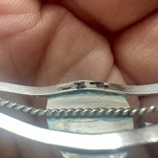Sterling Fred Harvey Style Bear Paw Cuff with a Small Turquoise Cabochon - Additional view 8