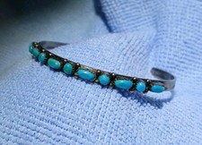 Vtg FRED HARVEY ERA Native American Zuni Sterling Silver Turquoise Bracelet FTB - Additional view 2