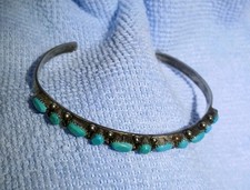 Vtg FRED HARVEY ERA Native American Zuni Sterling Silver Turquoise Bracelet FTB - Additional view 3