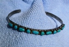 Vtg FRED HARVEY ERA Native American Zuni Sterling Silver Turquoise Bracelet FTB - Additional view 4