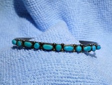 Vtg FRED HARVEY ERA Native American Zuni Sterling Silver Turquoise Bracelet FTB