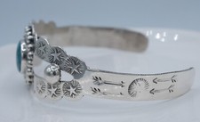 Sterling Silver 925 Turquoise Fred Harvey Style Bangle XS Child Size 10.1 Grams - Additional view 2