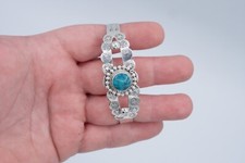 Sterling Silver 925 Turquoise Fred Harvey Style Bangle XS Child Size 10.1 Grams - Additional view 4